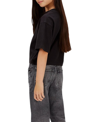 Calvin Klein Jeans T-shirt crop con logo velvet nero