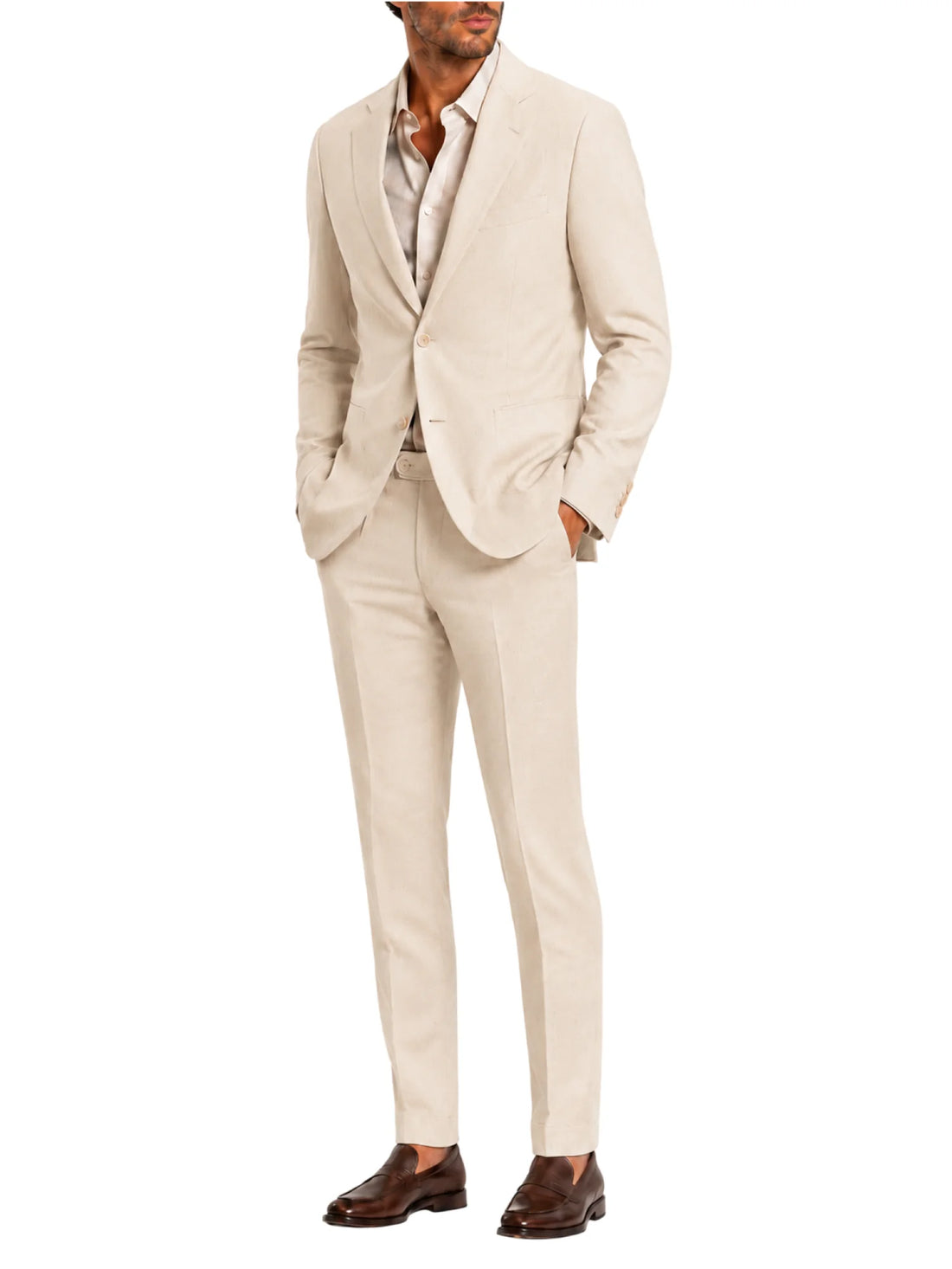 Le Braghe completo uomo monopetto in lino beige
