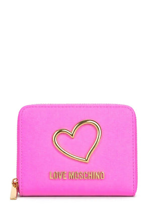 Love Moschino portafogli in ecopelle con placca logo celeste