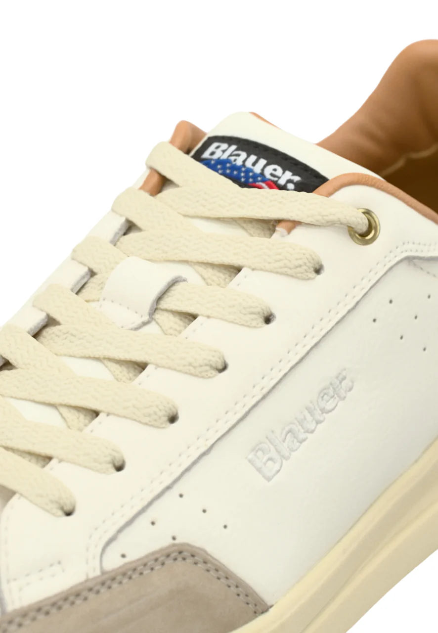 Blauer sneakers uomo Kyoto in pelle e suede panna beige