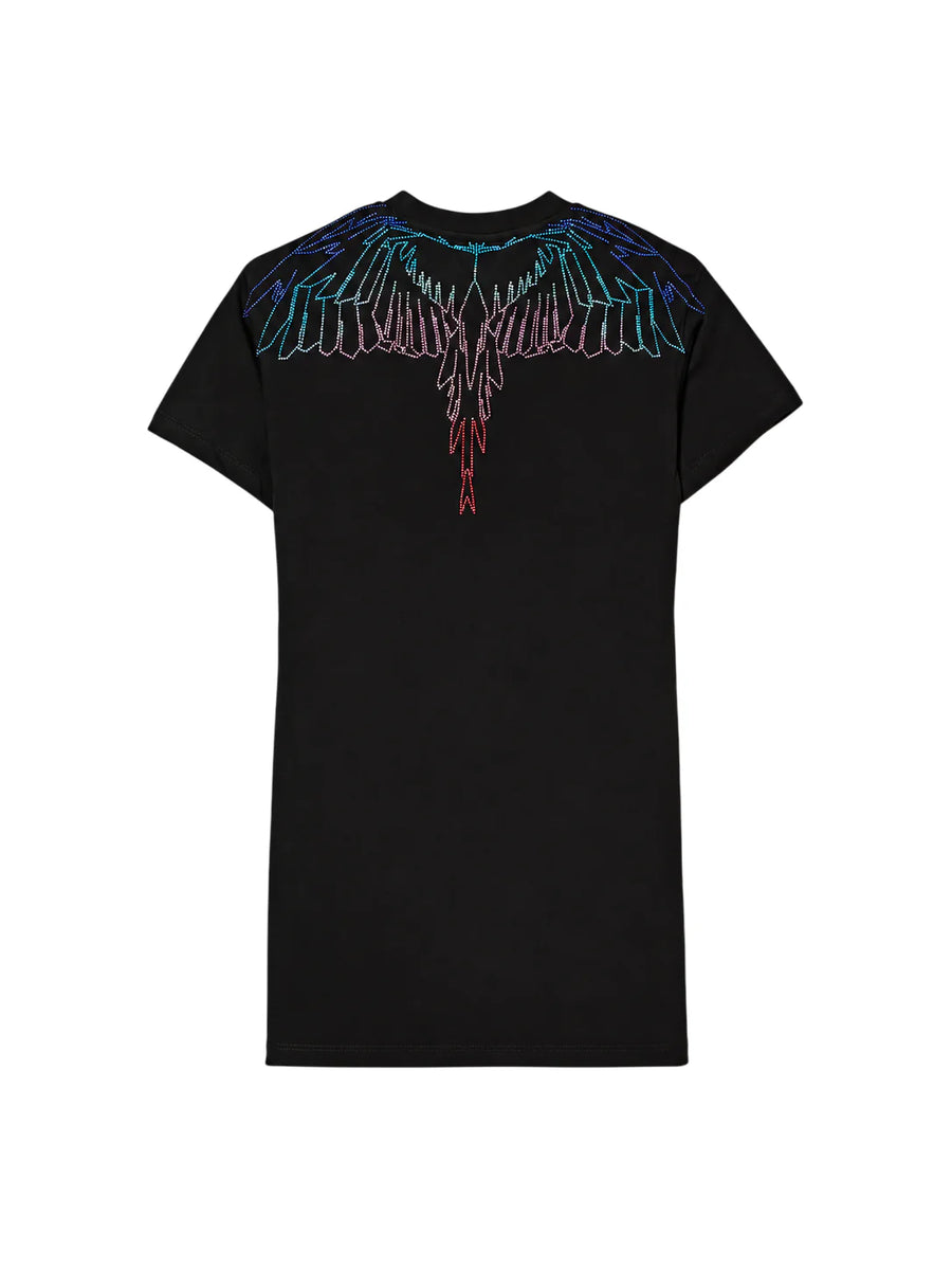 County of Milan abito bambina in jersey logo strass nero