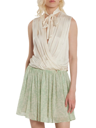 Relish blusa smanicata satin con fusciacca avorio