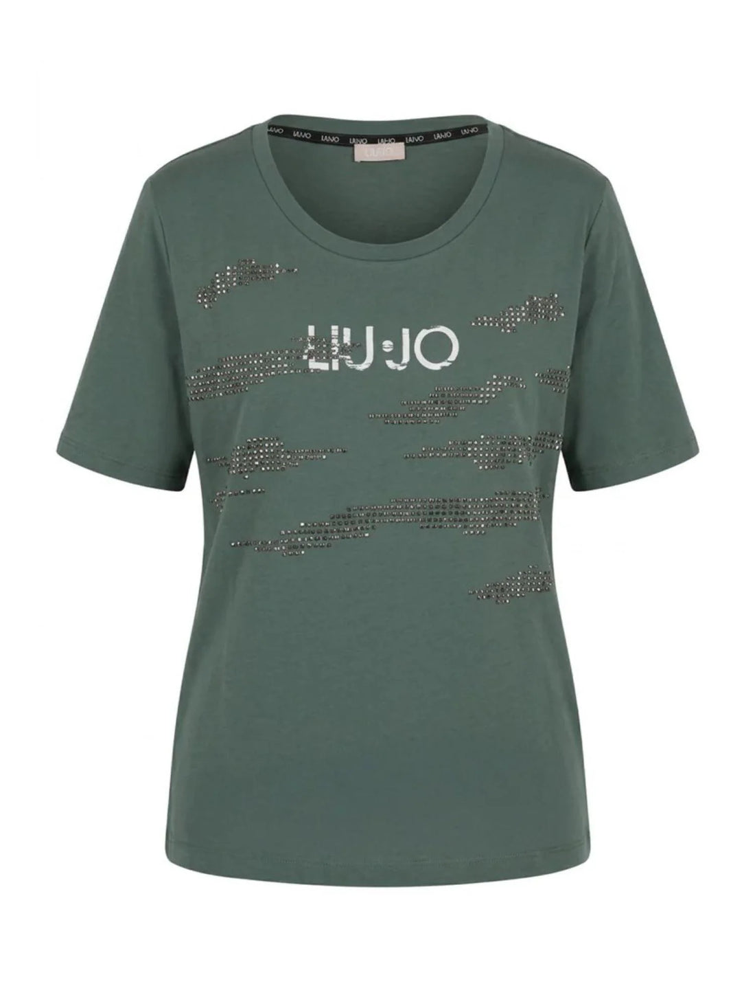 Liu Jo T-shirt manica corta donna con strass verde salvia