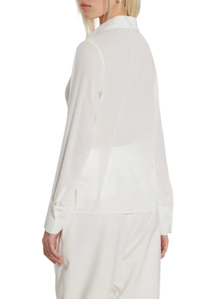 Relish camicia Laza manica lunga con spilla gioiello bianco latte
