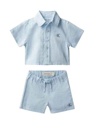Calvin Klein completo bambino misto lino celeste