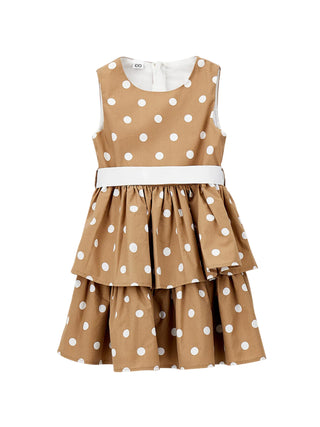 iDo abito bambina a balze fantasia pois marrone bianco