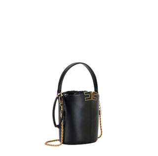 Elisabetta Franchi borsa a secchiello in ecopelle con logo nero