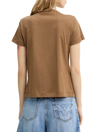 Pinko T-shirt Quentin con logo Love Birds gioiello marrone