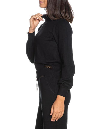 Yes Zee maglia lupetto donna misto viscosa nero M002-RU00 0801 YES-ZEE 