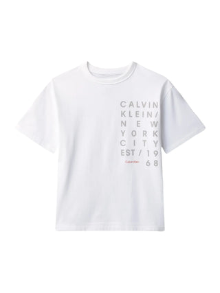 Calvin Klein Jeans T-shirt bambino manica corta stampa logo bianco
