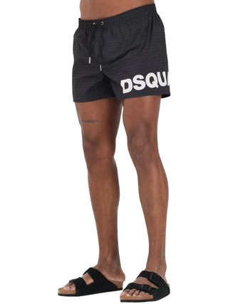 Dsquared2 boxer mare uomo con logo all over nero
