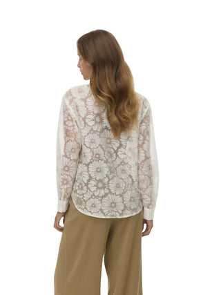 Vero Moda camicia donna in organza trama floreale panna