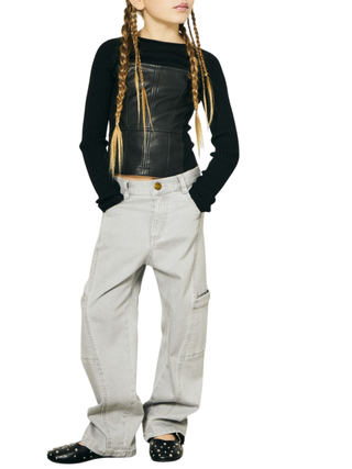 Pinko Kids jeans gamba larga con tasconi lavaggio grigio KFPA038CDS058 D811 PINKO KIDS 