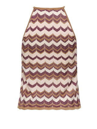 Only top all'americana in fantasia chevron lurex multicolor