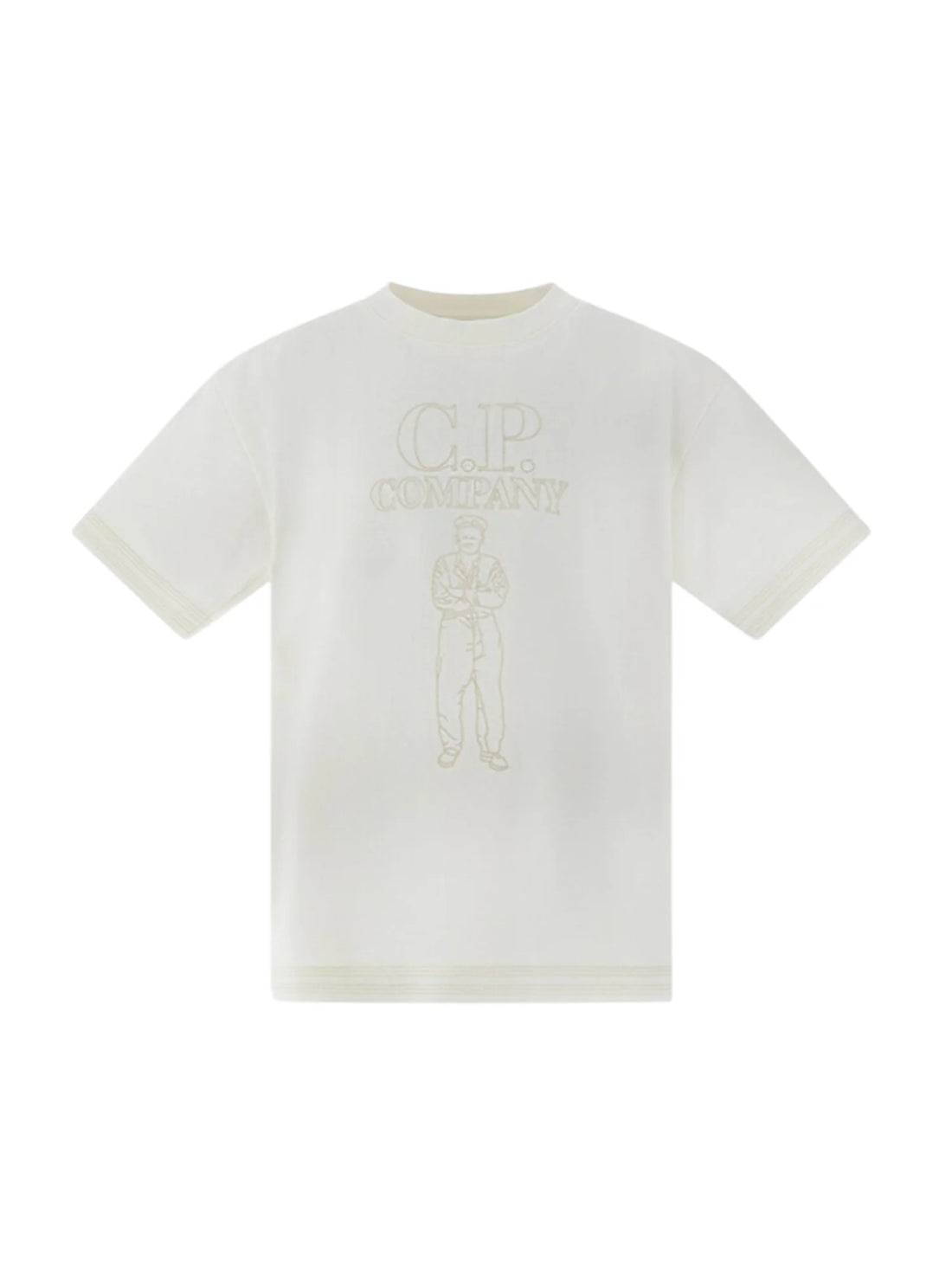 C.P. Company T-shirt manica corta bambino con logo panna