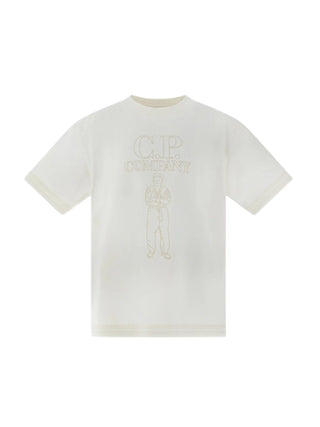C.P. Company T-shirt manica corta bambino con logo panna