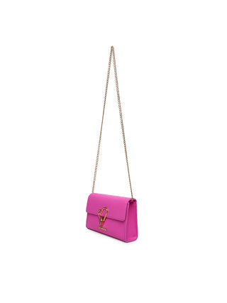 Love Moschino borsa a tracolla in ecopelle martellata fucsia oro