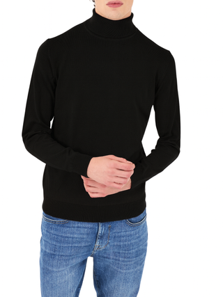 Yes Zee maglia dolcevita uomo misto lana nero M800-HL00 0801 YES-ZEE