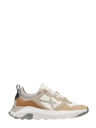 W6yz sneakers uomo in suede e tessuto tecnico beige tortora