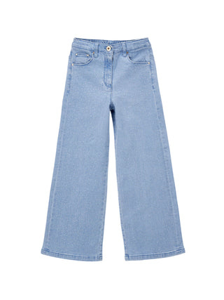 iDo jeans palazzo bambina con strass lavaggio blu