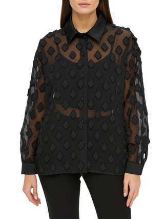 Lola by Sandro Ferrone camicia in georgette nero L24YBFVALERIANA NERO Lola BY S.FERRONE