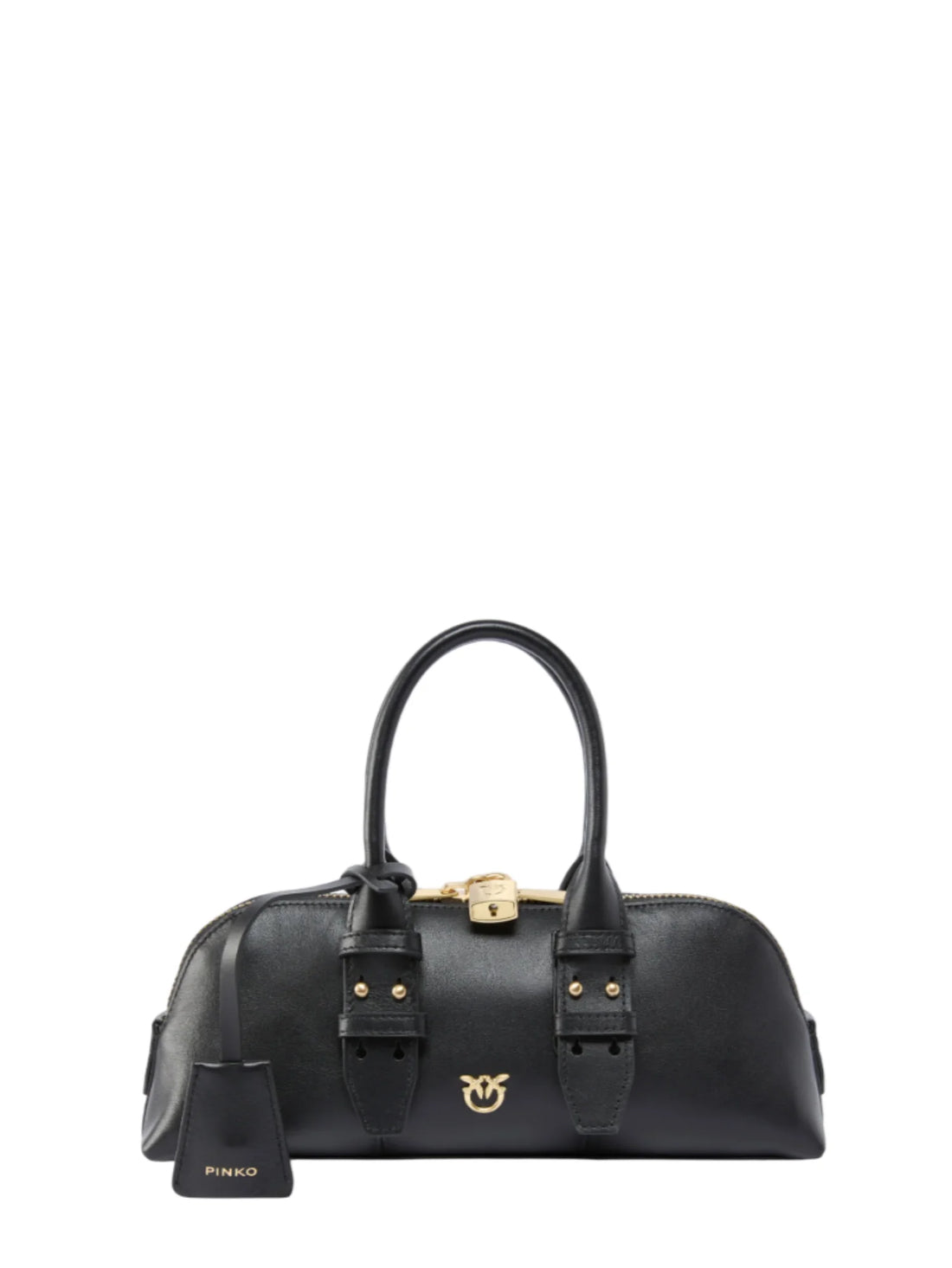 Pinko borsa Bowling Bag Horizontal in pelle nero oro