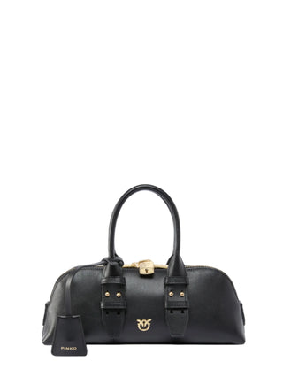 Pinko borsa Bowling Bag in pelle nero oro