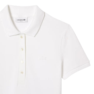 Lacoste polo donna manica corta in piquè bianco