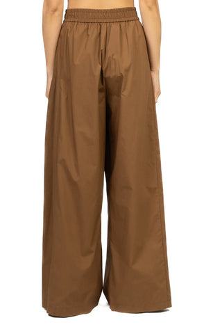 Vicolo pantaloni wide leg in cotone donna marrone