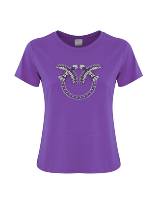 Pinko T-shirt Quentin con logo gioiello viola 100535-A2RN W79 PINKO 