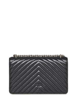 Pinko borsa Love Bag One Classic in pelle chevron nero argento