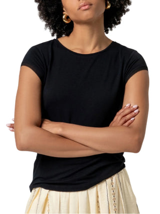 Surkana T-shirt manica corta in viscosa nero