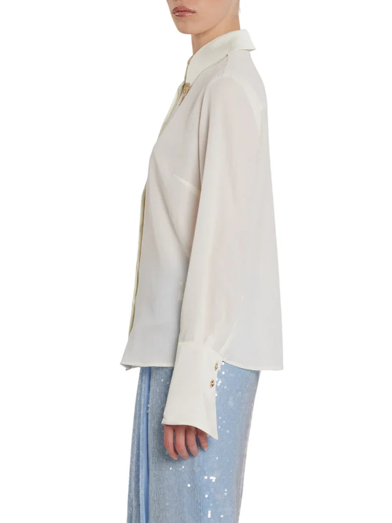 Relish camicia Ghini manica lunga con dettagli gioiello bianco latte