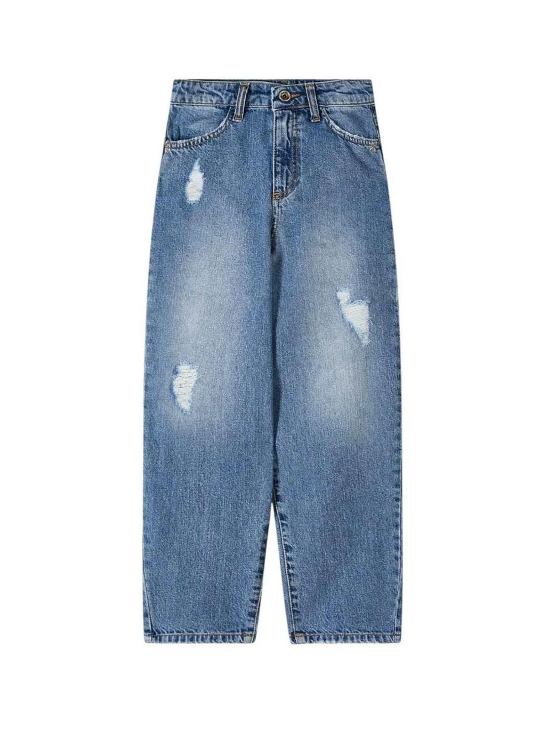 Patrizia Pepe jeans bambina ballon con strappi lavaggio blu