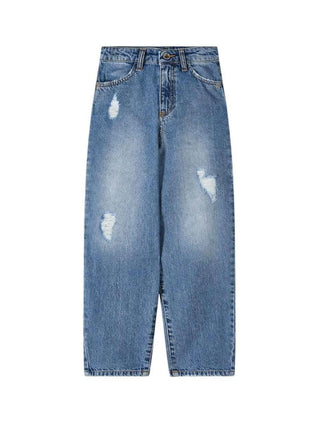 Patrizia Pepe jeans bambina ballon con strappi lavaggio blu