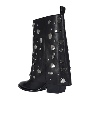 Marc Elllis stivali camperos in pelle con applicazioni metalliche nero GLC8555-8-5 BLACK MARC ELLIS