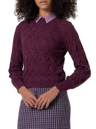 Surkana maglia misto alpaca con trecce borgogna 555OMAR236 44 SURKANA 