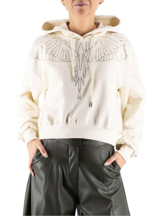 County of Milan felpa donna con cappuccio e strass panna CM30028 LATTE COUNTY OF MILAN 