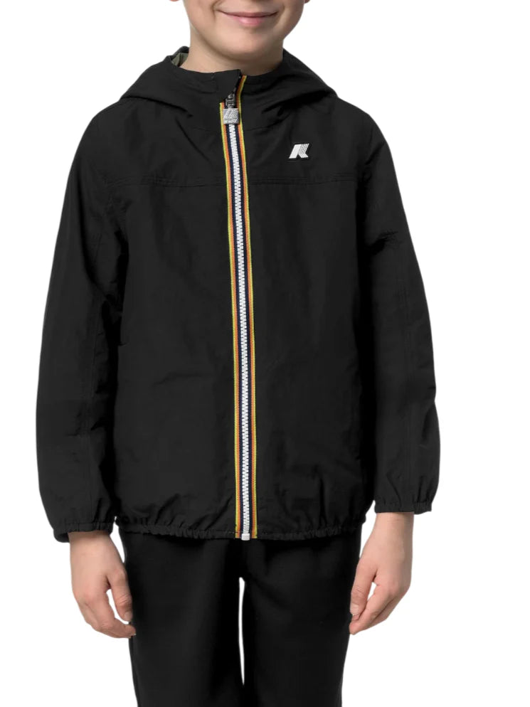 K-Way giubbino bambino reversibile con cappuccio nero verde