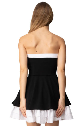 Aniye By abito corto Sandy bicolor con balze nero