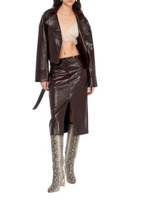 Liu Jo gonna midi in ecopelle spalmata borgogna UF5232E1038 X0722 LIU JO