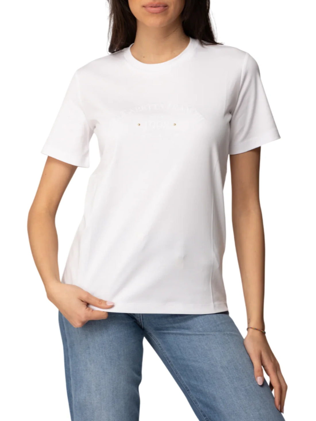 Elisabetta Franchi T-shirt manica corta con logo bianco