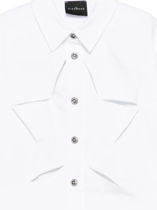 John Richmond camicia bambina Bindup con stella cut out bianco