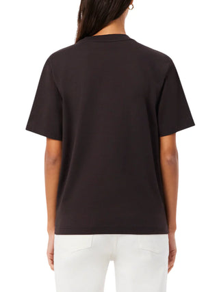 Lacoste T-shirt manica corta donna in jersey marrone