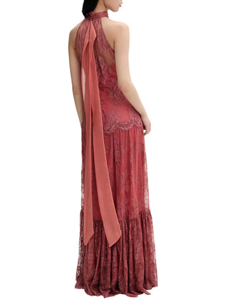 Aniye By abito lungo in pizzo all'americana corallo