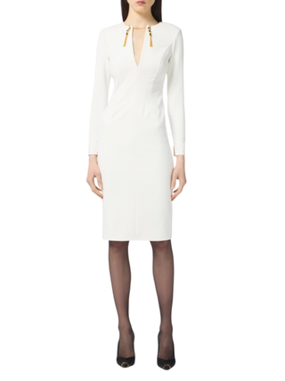 Elisabetta Franchi abito midi con catenella gioiello bianco AB80557E2 360 ELISABETTA FRANCHI 