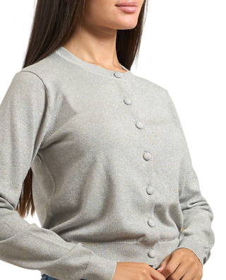 Yes Zee cardigan donna in lurex grigio argento M001-BL00 0819 YES-ZEE 
