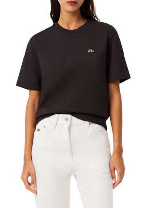 Lacoste T-shirt manica corta donna in jersey marrone