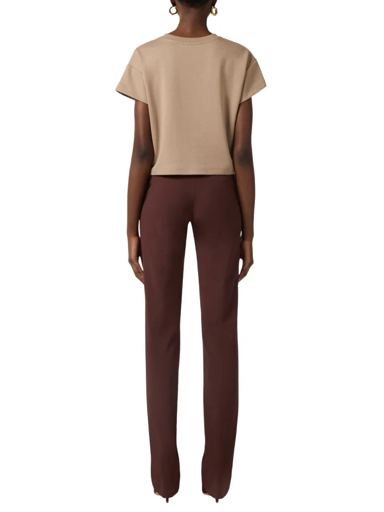 Elisabetta Franchi pantaloni gamba dritta con cintura marrone