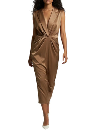 Silence abito midi Eveline satin marrone